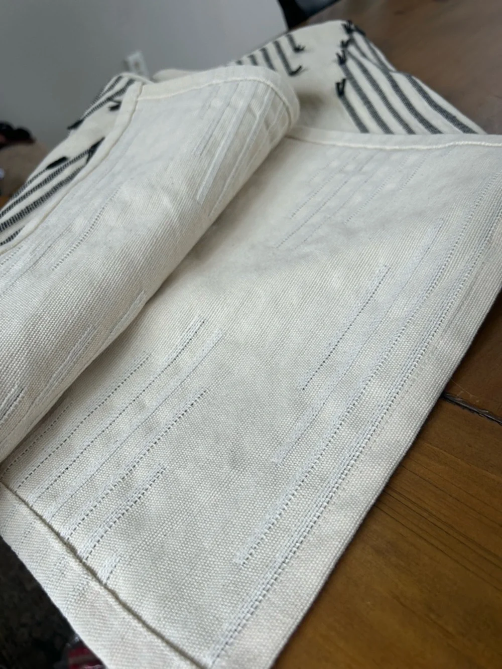 NWOT Threshold Black & White Striped Extended Length Table Runner
